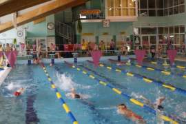 Zawodnicy płyną w basenie